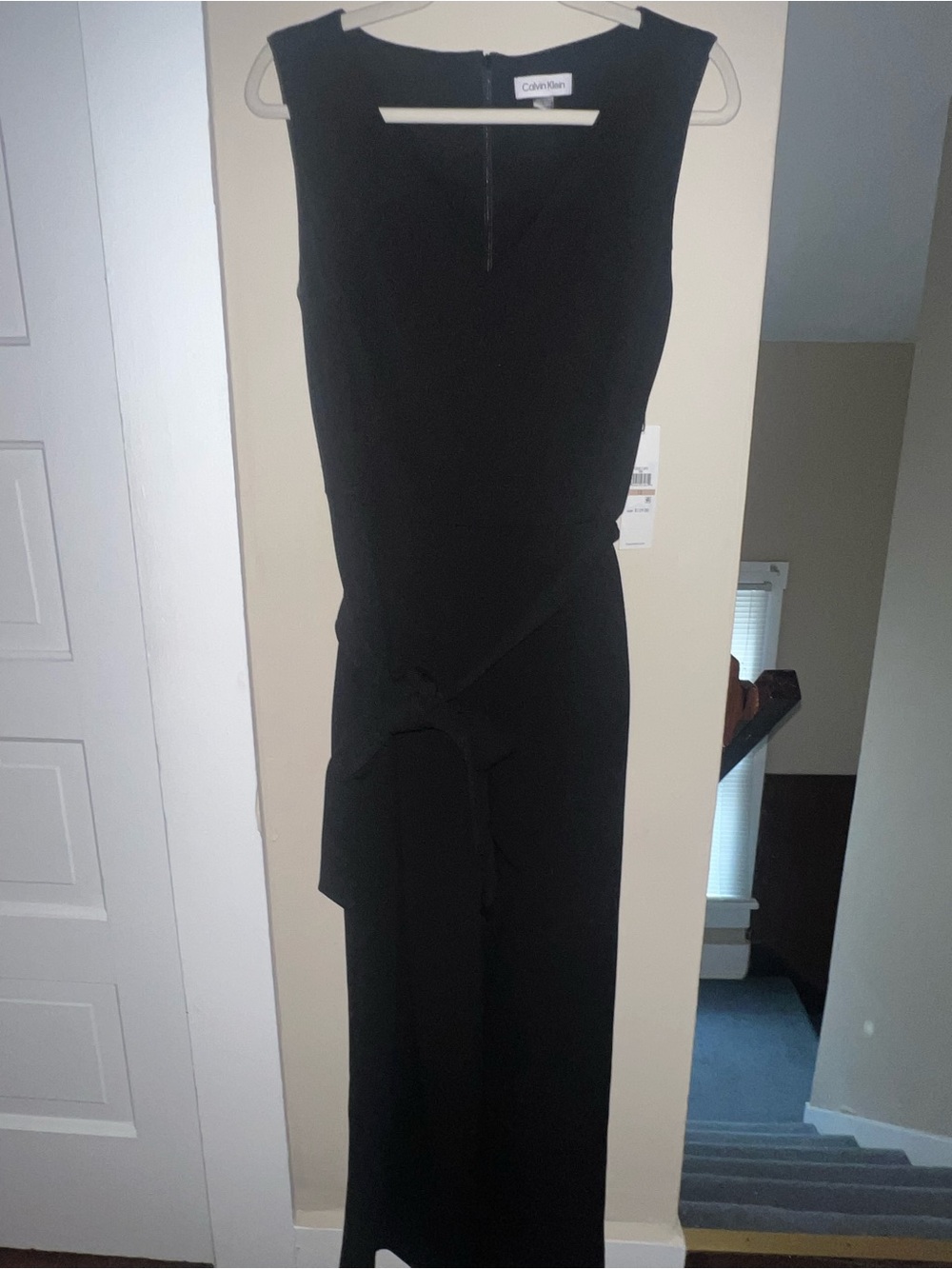Calvin Klein Black Sleeveless Tie-Waist Jumpsuit